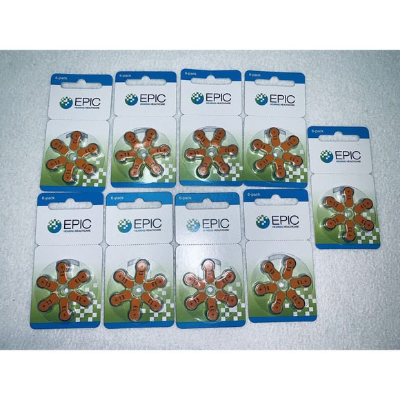 EPIC Hearing Healthcare Batteries 9×6packs Lot #6069 54 Total Zinc Air 13 NOS - Picture 1 of 6